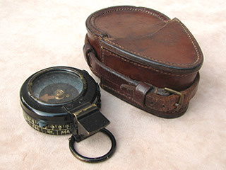 Francis Barker WW2 prismatic marching compass with case